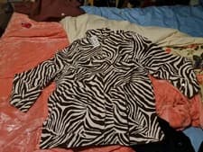 Image of Bnwt Women's Designer Riachuelo Zebra Print Denim Shacket UK 16-18 Oversized