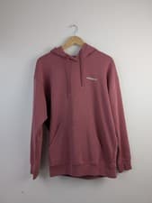 Image of ADIDAS HOODIE SWEATSHIRT PINK ESSENTIAL Drawstring PULLOVER hoody logo back M