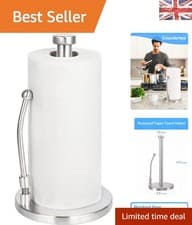 Image of Portable Stainless Steel Kitchen Roll Holder with Suction Cups and Spring Arm
