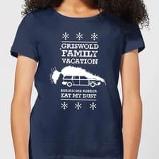 Image of National Lampoon Griswold Vacation Ugly Knit Women's Christmas T-Shirt - Navy