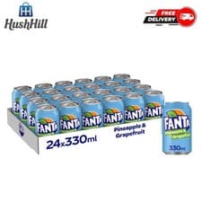 Image of Fanta Pineapple & Grapefruit 330ml Cans 24 Pack Tropical Fizzy Drink