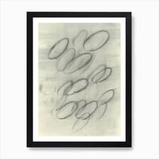 Image of charcoal drawing abstract oval circ Framed Wall Art Poster Canvas Print Picture