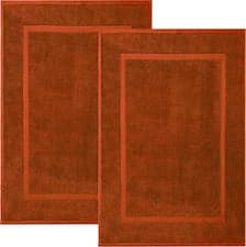 Image of 2x Luxury Cotton Bath Mats Terry Towelling 1000GSM Bathroom Rugs Soft Absorbent