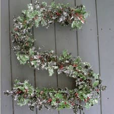 Image of Artificial Frosted Holly Garland with- 5ft long - Christmas Decoration