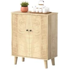 Image of HOMCOM Storage Cabinet for Living Room Sideboard with Chevron Doors Natural