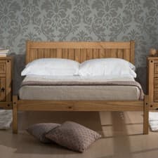 Image of Low Foot End Bed, Rio Pine or White Wooden Bed 3 Size and 4 Mattress Options
