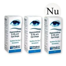 Image of Hypromellose 0.3% Eye Drops For Dry Eyes 10ml Irritation, Relief Eyes- 3 Pack