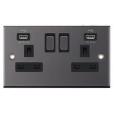 Image of 2 Gang 13 Amp Socket with 2 x USB Ports SP – Switched  2 aperture 2 gang plate