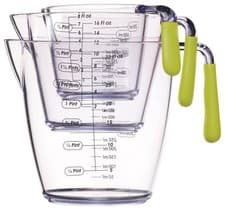 Image of Colourworks 3 Piece Green Acrylic Measuring Jug Soft Grip Comfortable Handle