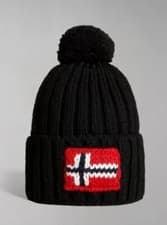 Image of Napapijri Semiury 5 Flag Bobble Beanie Hat Winter Knit Black New Unisex Adults