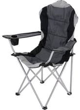 Image of Heavy Duty Padded High Backrest Folding Camping Chair with Cup Holder Grey