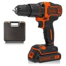 Image of Black Decker 18V Cordless Hammer Drill Combi Drill With Battery Charger Case