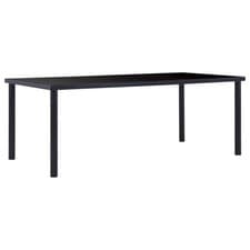 Image of Dining Table Black Tempered Glass Dinner Kitchen Furniture Multi Sizes vidaXL