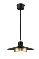Image of GoodHome Delagoa Round Matt Black & Gold LED Pendant ceiling light, (Dia)380mm