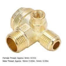 Image of 3Pcs Brass Check Valve Kit For Air Compressor 8mm 16mm 14mm