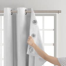 Image of Thick Thermal Blackout Eyelet Ring ToP Ready Made Pair Curtains Panel +Tie Backs