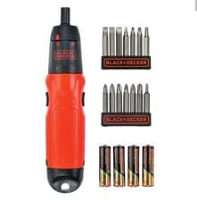 Image of Black & Decker A7073 Cordless Screwdriver 6V 19 Inserts, 4 Battery Included