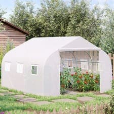 Image of Walk-In Polytunnel Greenhouse Garden Growhouse w/ Roll Up Door 3.5 x 3 x 2 m