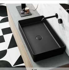Image of Matt Black Rectangle Countertop Basin
