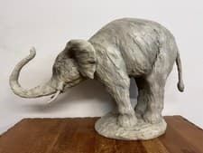Image of Large Elephant Sculpture - Textured Effect Finish - 54cm Long - Interior Decor