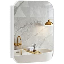 Image of HOMCOM Wall Mounted Bathroom Cabinet with Mirror Adjustable Shelves White