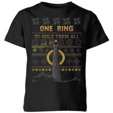 Image of Lord Of The Rings One Ring Kids' Christmas T-Shirt - Black