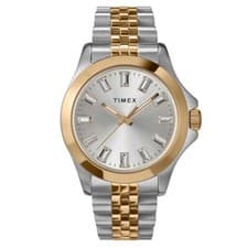 Image of Ladies Stunning Timex Kaia Bi Colour Gold & Steel Watch Baguette Crystal Dial