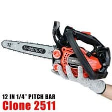 Image of V-MODEST 2511 12" Petrol Chainsaw 1/4" Bar 25cc Top Handle Easy Start Climb Saw