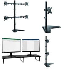Image of Single Dual Quad Monitor Mount & Double Riser Stand for 13"-32" Screens VESA