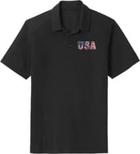 Image of USA Distressed Chest Print Tri Blend Polo Shirt
