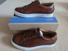 Image of Clarks Mens Lockton Lace Tan Leather Trainers, UK 7, BNIB