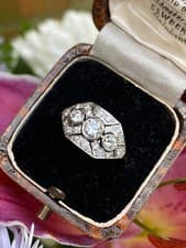 Image of Art Deco Diamond Cluster Ring 0.75ct 18ct Yellow Gold