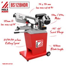 Image of Holzmann Metal Bandsaw BS128HDR 125mm / 100 x 150mm max Floor standing 550w 230v