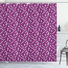 Image of Vintage Shower Curtain Tile Design Purple Shades