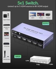 Image of 8K HDMI Switch 5 In 1 Out 4K 240Hz HDMI 2.1 Splitter Remote 48Gbps UK Seller New