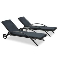 Image of Sun Loungers with Table Poly Rattan Lounger Sun Bed Daybed Day Bed vidaXL