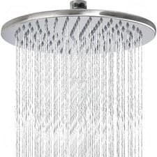 Image of Bathroom Shower Head Round 8-Inch 20cm Rainfall Fixed Overhead 1/2" Chrome Kit
