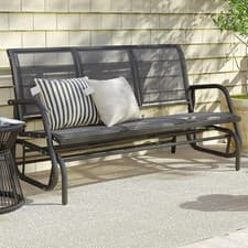 Image of Garden Bench Metal 3 Seater Glider Rocking Chair Outdoor Patio Gliding Loveseat