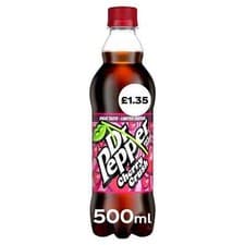 Image of Dr Pepper Zero Cherry Crush bottles Pack of 12 x 500ml