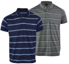 Image of Mens Twin Pack Short Sleeve Striped Tipping Polo Shirt T Shirt Top Casual M-2XL