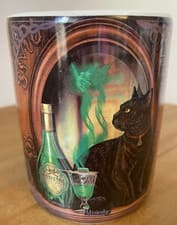 Image of Lisa Parker Ceramic Oil Burner or wax melts Gothic Black Cat ABSINTHE & Fairy