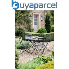 Image of Garden Trading Rive Droite Outdoor Patio 4 Seater Bistro Table Chairs Grey Steel