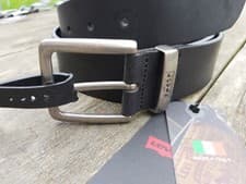 Image of Genuine 34" 36" 40" 42" LEVI'S Black LEATHER BELT Metal Buckle MADE ITALY 38016
