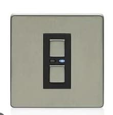 Image of LightwaveRF LW450 BLK 2-Way Dimmer Switch 1 Gang Black Chrome Connect Series New