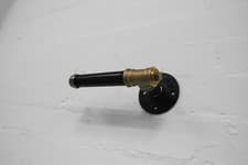 Image of Toilet Roll Holder Industrial Metal Black & Brass Heavy Duty Pipe Wall Mounted