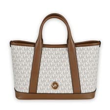 Image of Michael Kors Louisa Logo Satchel Tote Bag (Vanilla/Brown) 30R4G99T1V 130679773