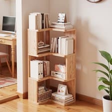 Image of 3/4/5 Tier Standing Book Shelves Corner Shelf Storage Wood Display Bookcase Unit