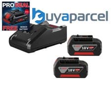 Image of 2 X Bosch 18v 4Ah Li-ion Coolpack Batteries Lithium Ion + GAL18V40 Fast Charger