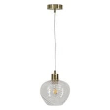 Image of Modern Clear Swirl Glass Globe Kitchen Dining Pendant Ceiling Light Fitting