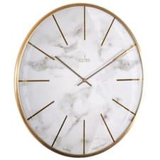 Image of Acctim Luxe Wall Clock Brushed Metal Embossed Golden Batons Brass Hands 40cm